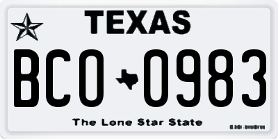 TX license plate BCO0983