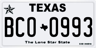 TX license plate BCO0993