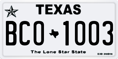 TX license plate BCO1003