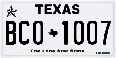 TX license plate BCO1007