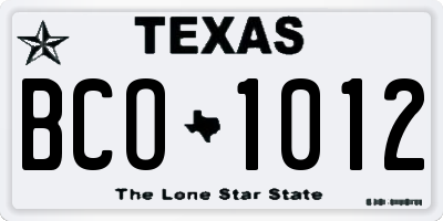 TX license plate BCO1012