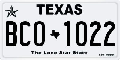 TX license plate BCO1022