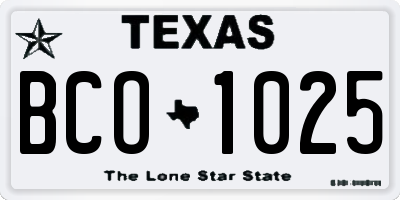 TX license plate BCO1025