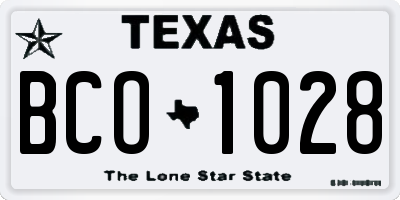 TX license plate BCO1028