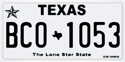 TX license plate BCO1053