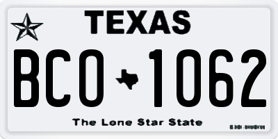 TX license plate BCO1062