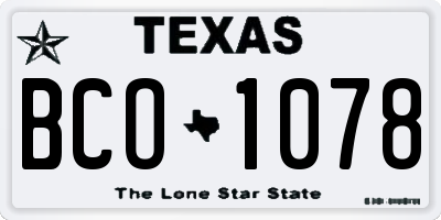 TX license plate BCO1078