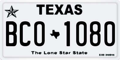 TX license plate BCO1080