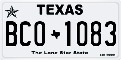 TX license plate BCO1083
