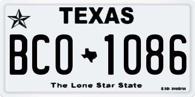 TX license plate BCO1086