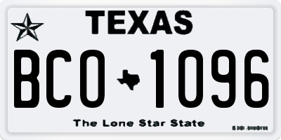 TX license plate BCO1096