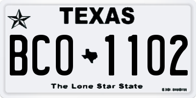 TX license plate BCO1102