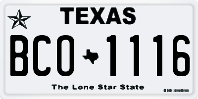 TX license plate BCO1116