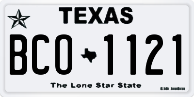 TX license plate BCO1121