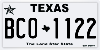 TX license plate BCO1122