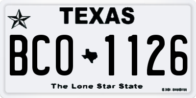 TX license plate BCO1126