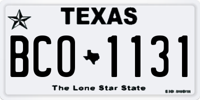 TX license plate BCO1131