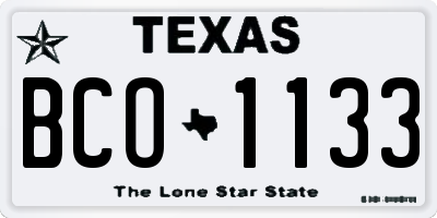 TX license plate BCO1133