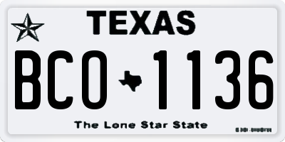 TX license plate BCO1136