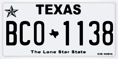 TX license plate BCO1138