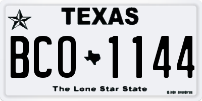 TX license plate BCO1144