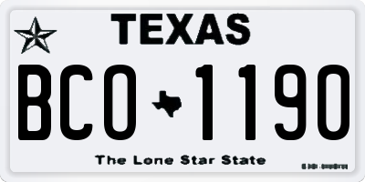 TX license plate BCO1190