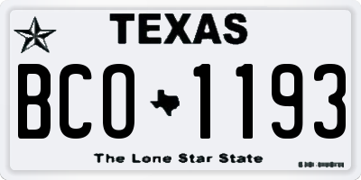TX license plate BCO1193
