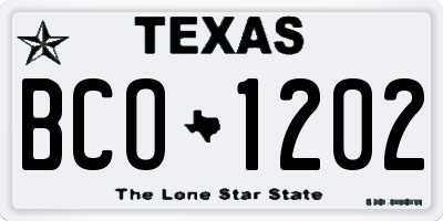 TX license plate BCO1202