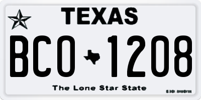 TX license plate BCO1208