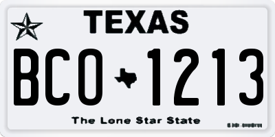 TX license plate BCO1213