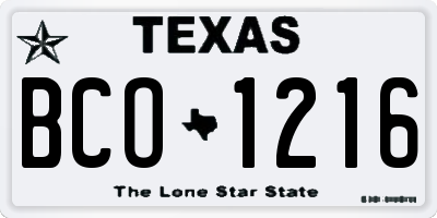 TX license plate BCO1216