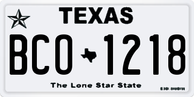 TX license plate BCO1218