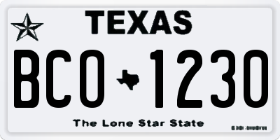 TX license plate BCO1230