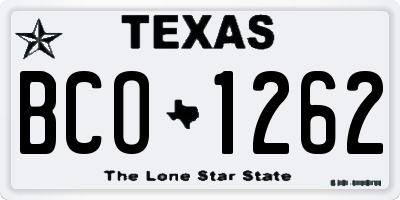 TX license plate BCO1262