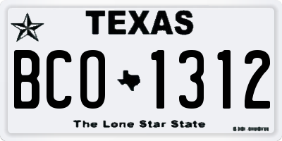 TX license plate BCO1312