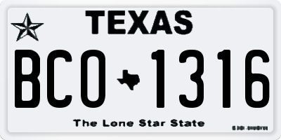 TX license plate BCO1316