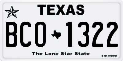 TX license plate BCO1322