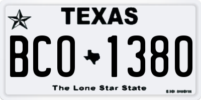 TX license plate BCO1380
