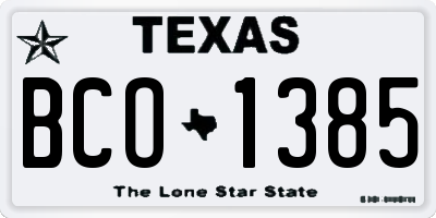 TX license plate BCO1385