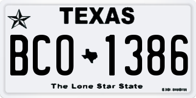 TX license plate BCO1386