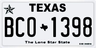 TX license plate BCO1398