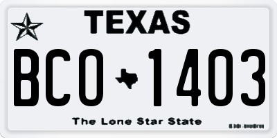 TX license plate BCO1403