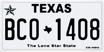 TX license plate BCO1408