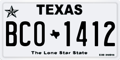 TX license plate BCO1412