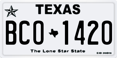 TX license plate BCO1420