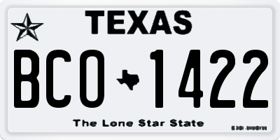 TX license plate BCO1422