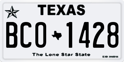 TX license plate BCO1428