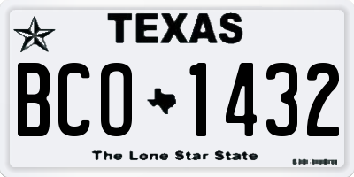 TX license plate BCO1432