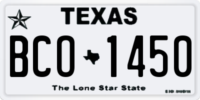 TX license plate BCO1450