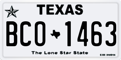 TX license plate BCO1463